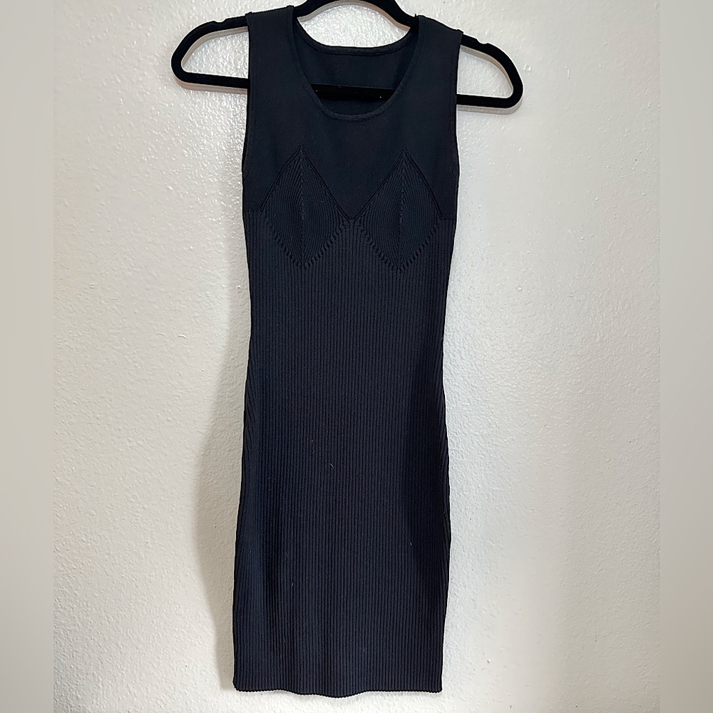 Black mini fitted knitted bodycoon dress